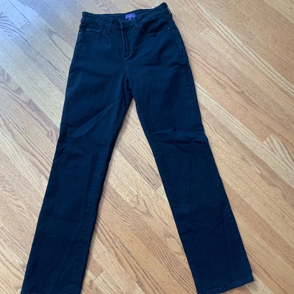 NYDJ slim straight leg cut mid rise black jean - Picture 2 of 6